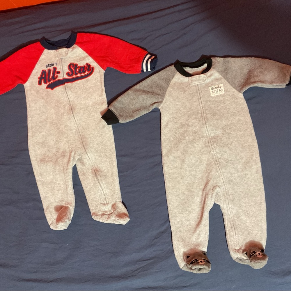Carter's Gray and Red Footies One Piece Collection